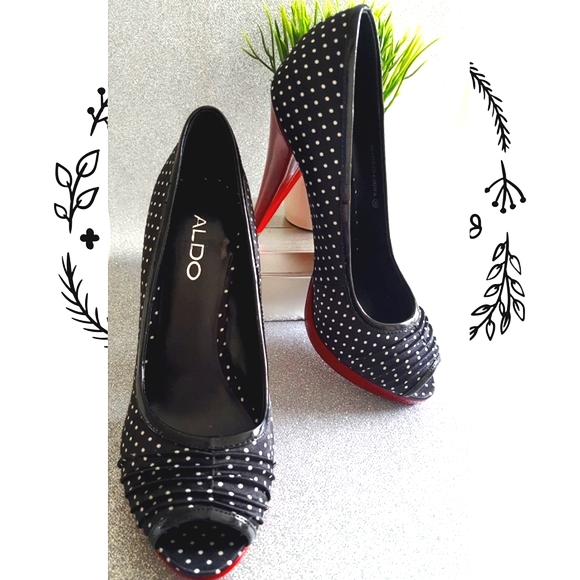 Vintage 90's Polka-dot Sandal👡ALDO Heels| Peep Toe - Picture 2 of 5